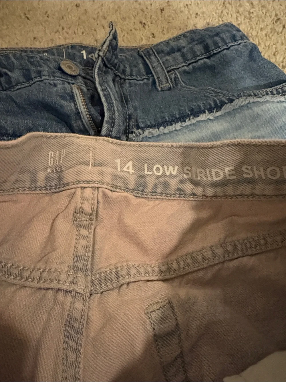 GAP Denim Shorts Set — Dark Blue, Light Blue, Pale Pink Girls 14